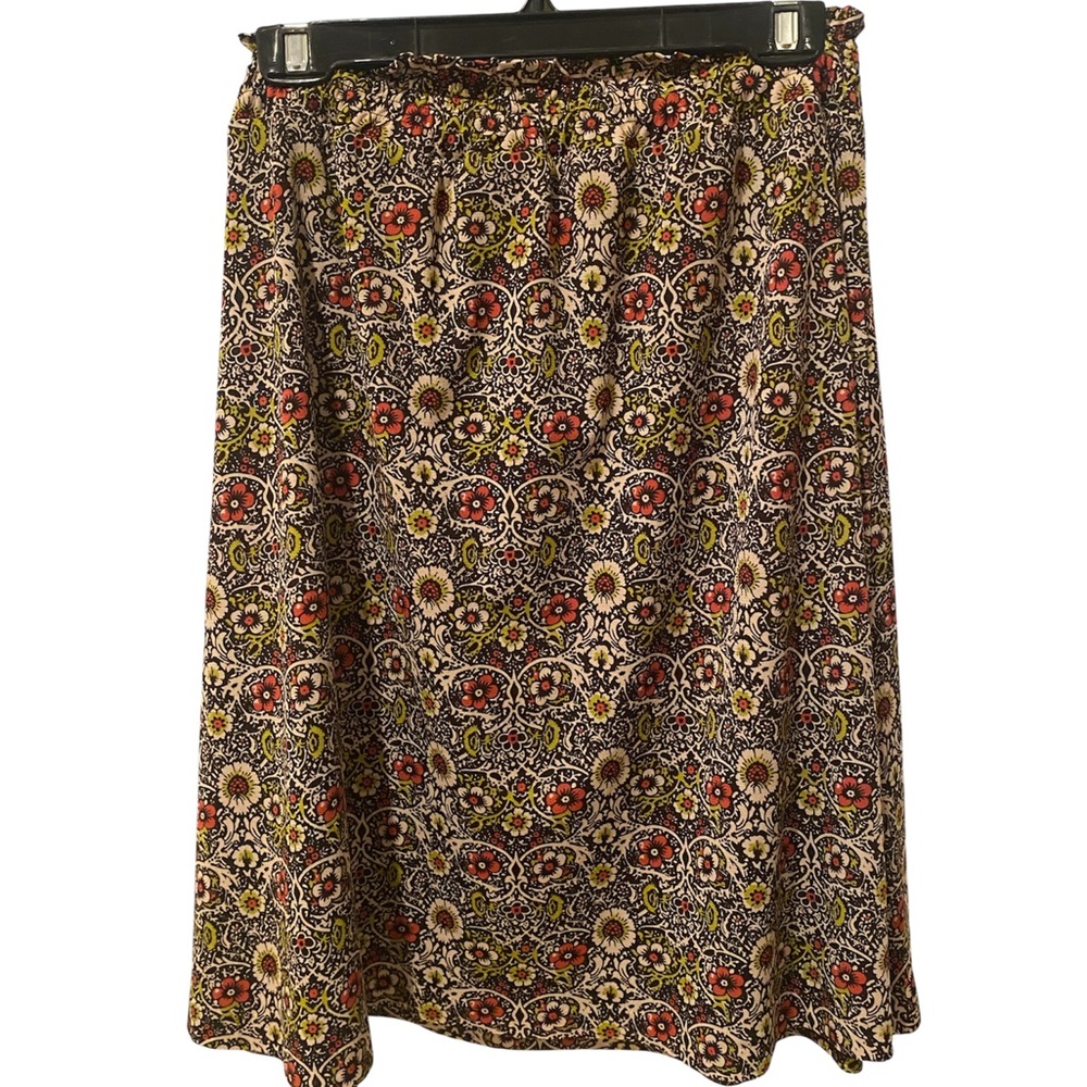 Anne Klein A-Line Skirt - Red, Yellow, Black Floral